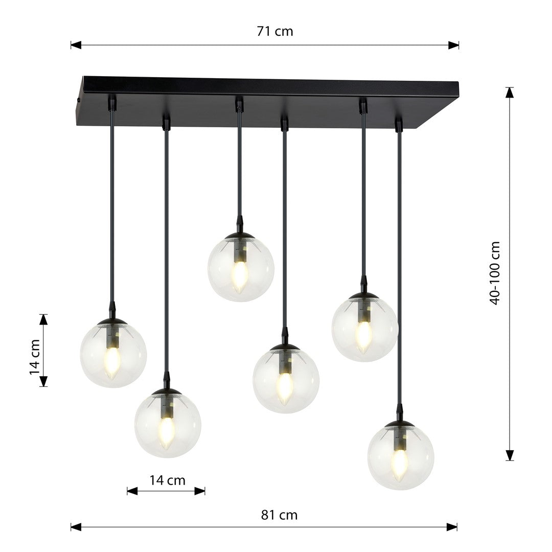 Cosmo 6 pendellampe transparent