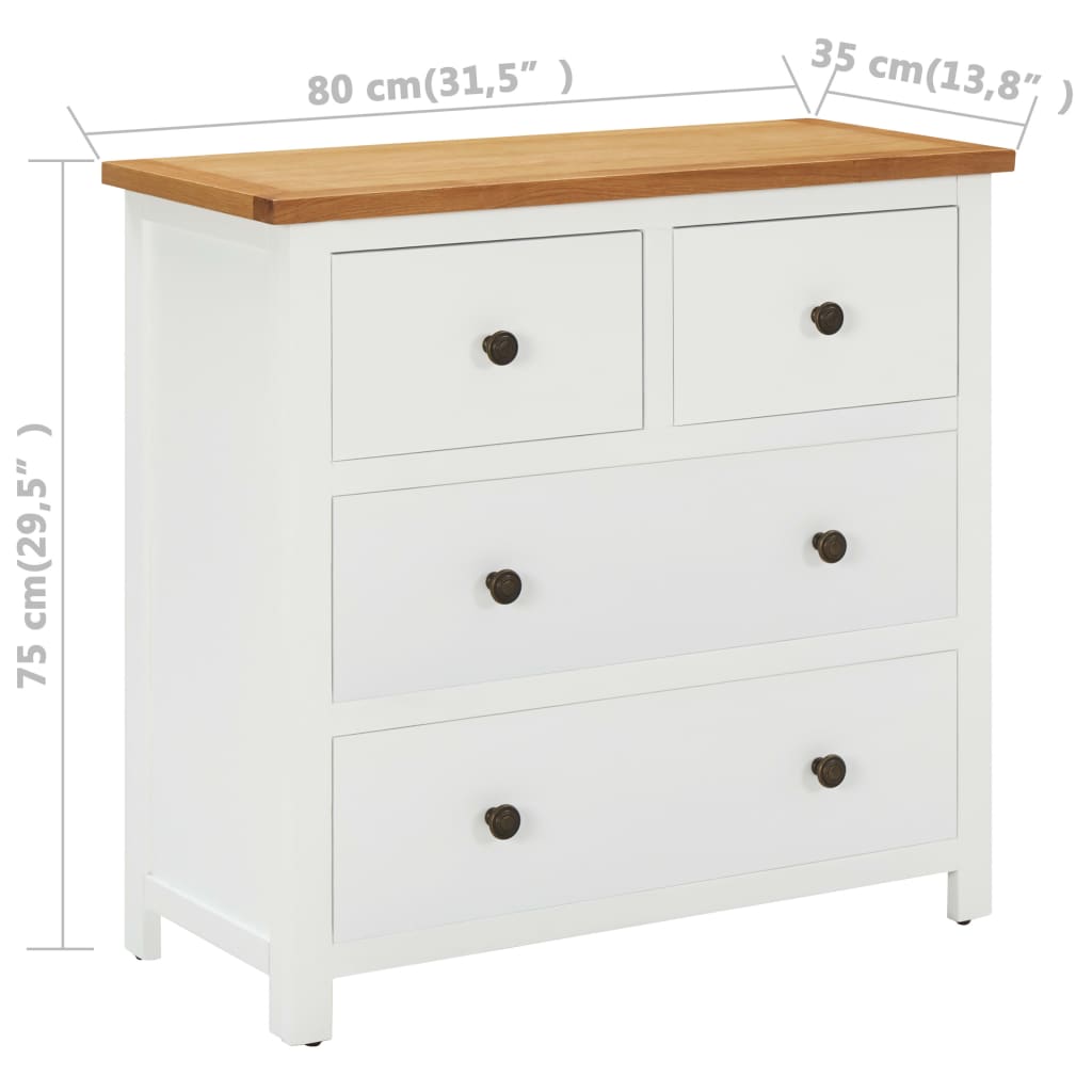 Kommode 80X35X75 Cm Massivt Egetræ