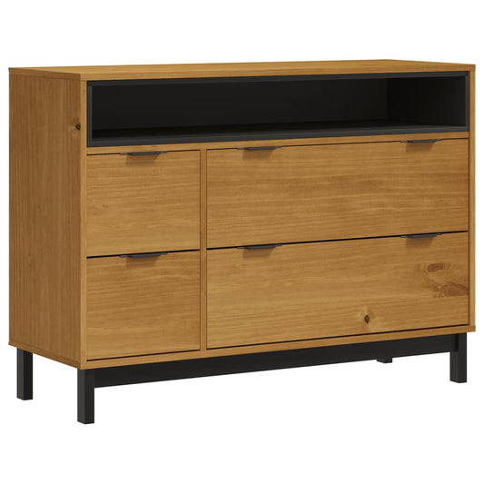 Kommode Flam 110X40X80 Cm Massivt Fyrretræ