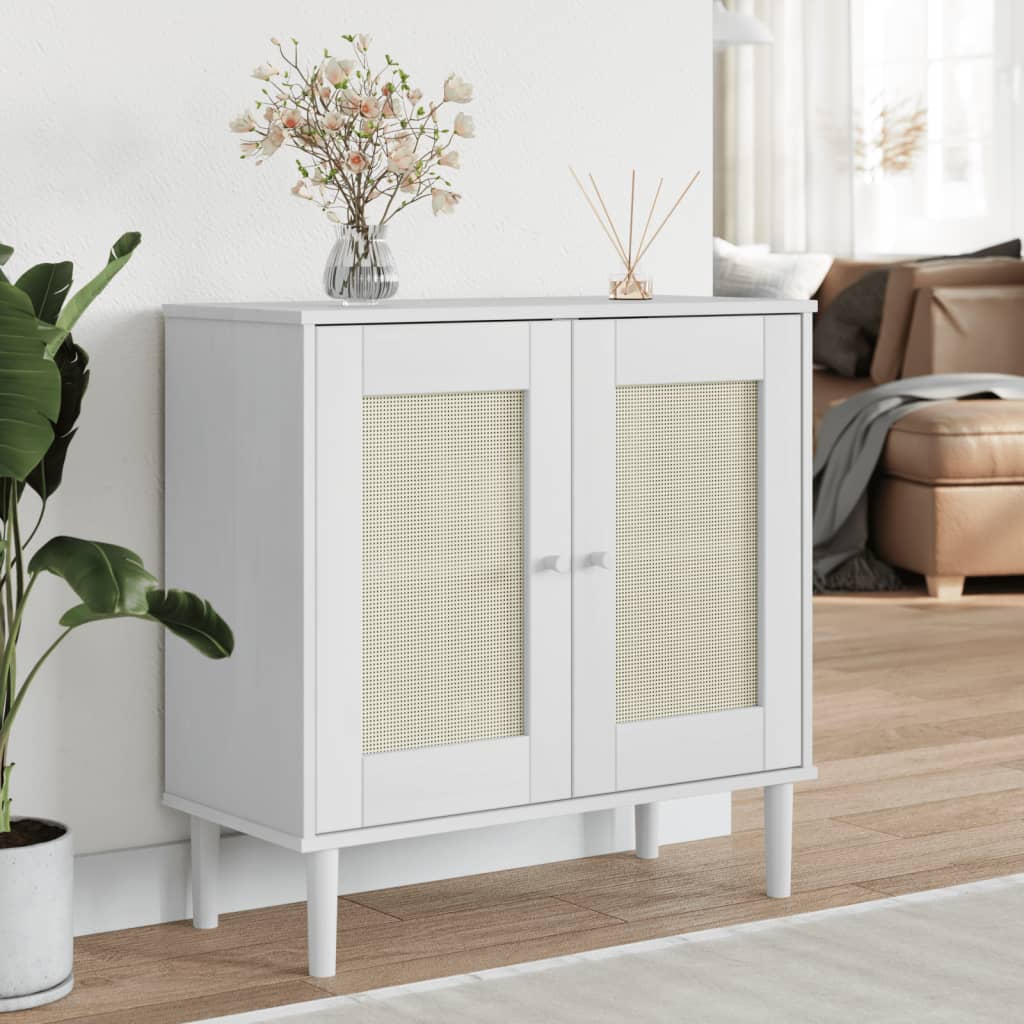 Skænk Senja 80X35X80 Cm Rattan-Look Massivt Fyrretræ