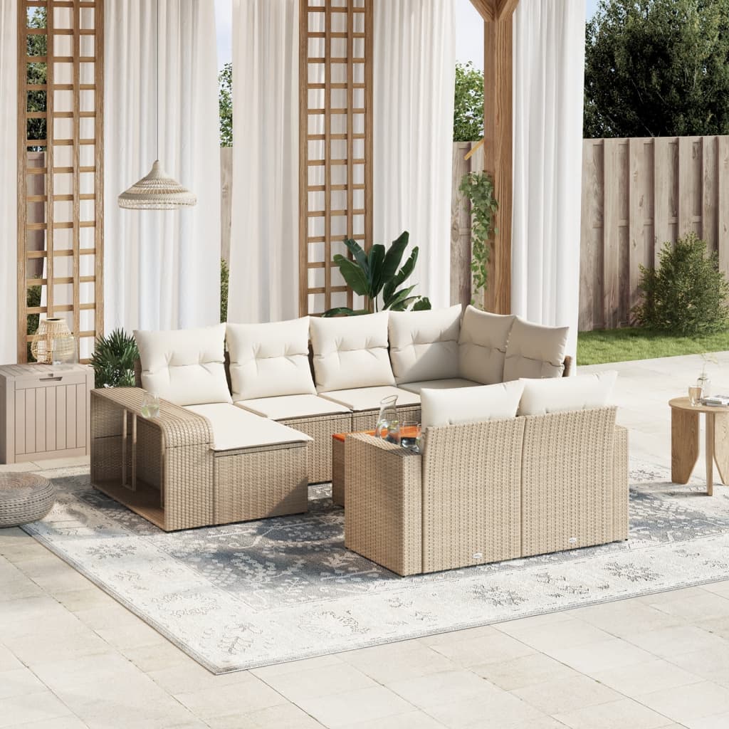 Loungesæt Til Haven 11 Dele Med Hynder Polyrattan Grå