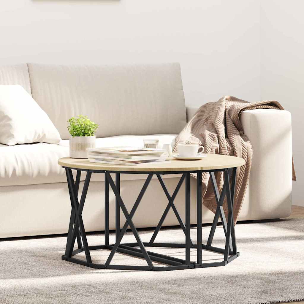 Sofabord Etræ 80 X 80 X 42 Cm Ingeniørtræ Og Stål