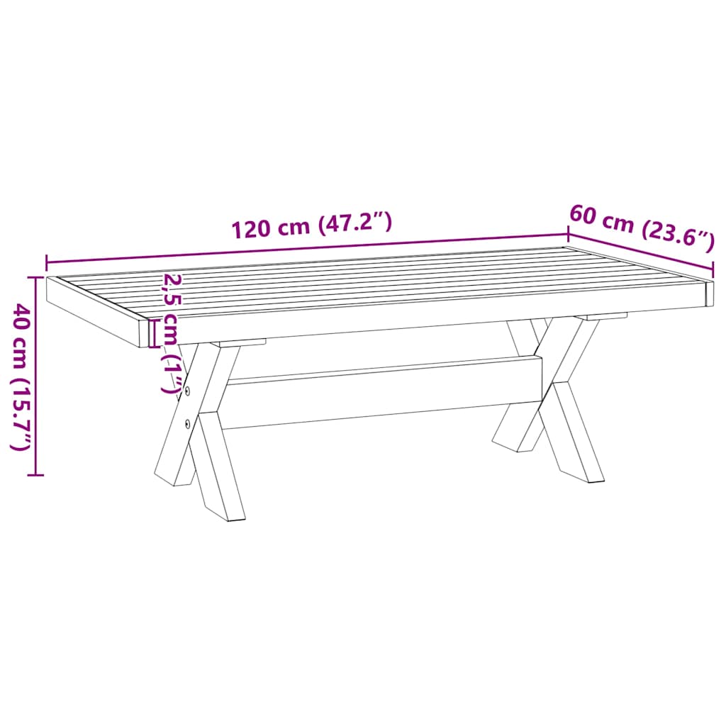 Sofabord Noain A-Formede Ben 120X60X40 Cm Massivt Træ Fyrretræ