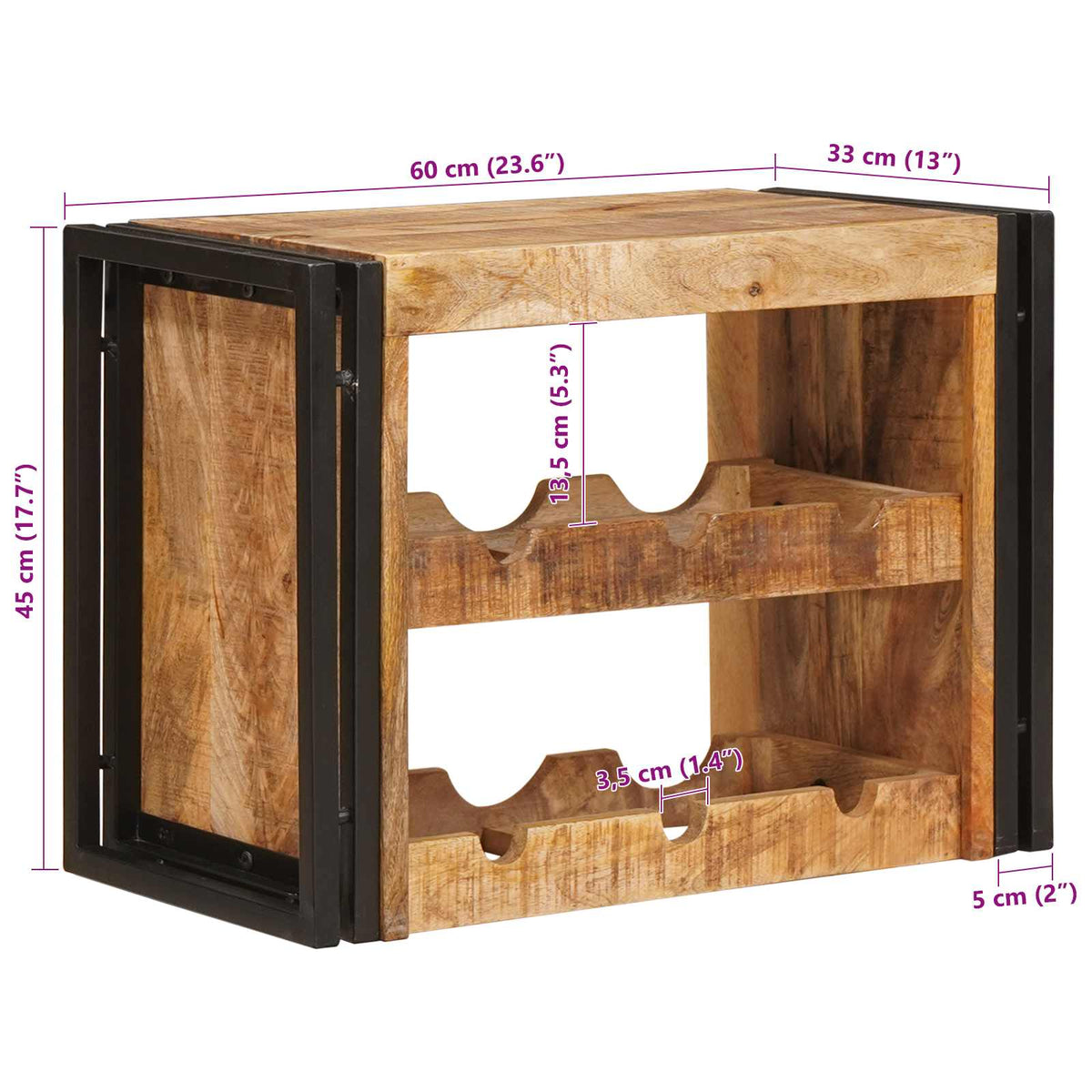 Vinfad Brun 60 X 45 X 33 Cm Solid Grov Mango Træ