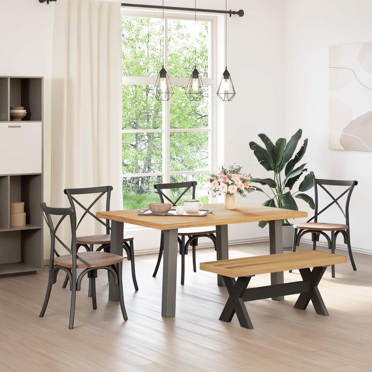 Spisebænk Noain U-Formede Ben 180X40X45 Cm Massivt Træ Fyrretræ