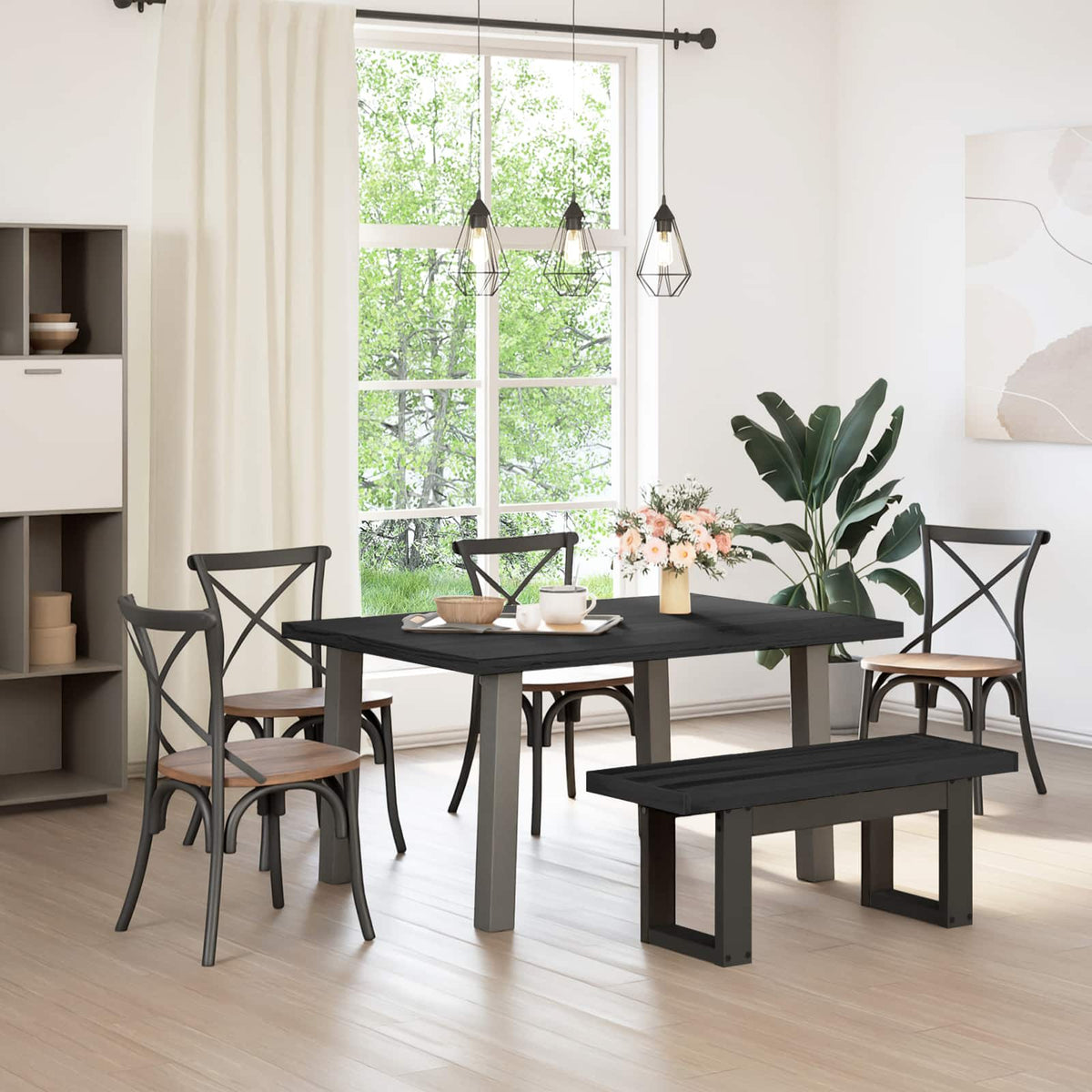 Spisebænk Noain U-Formede Ben 180X40X45 Cm Massivt Træ Fyrretræ