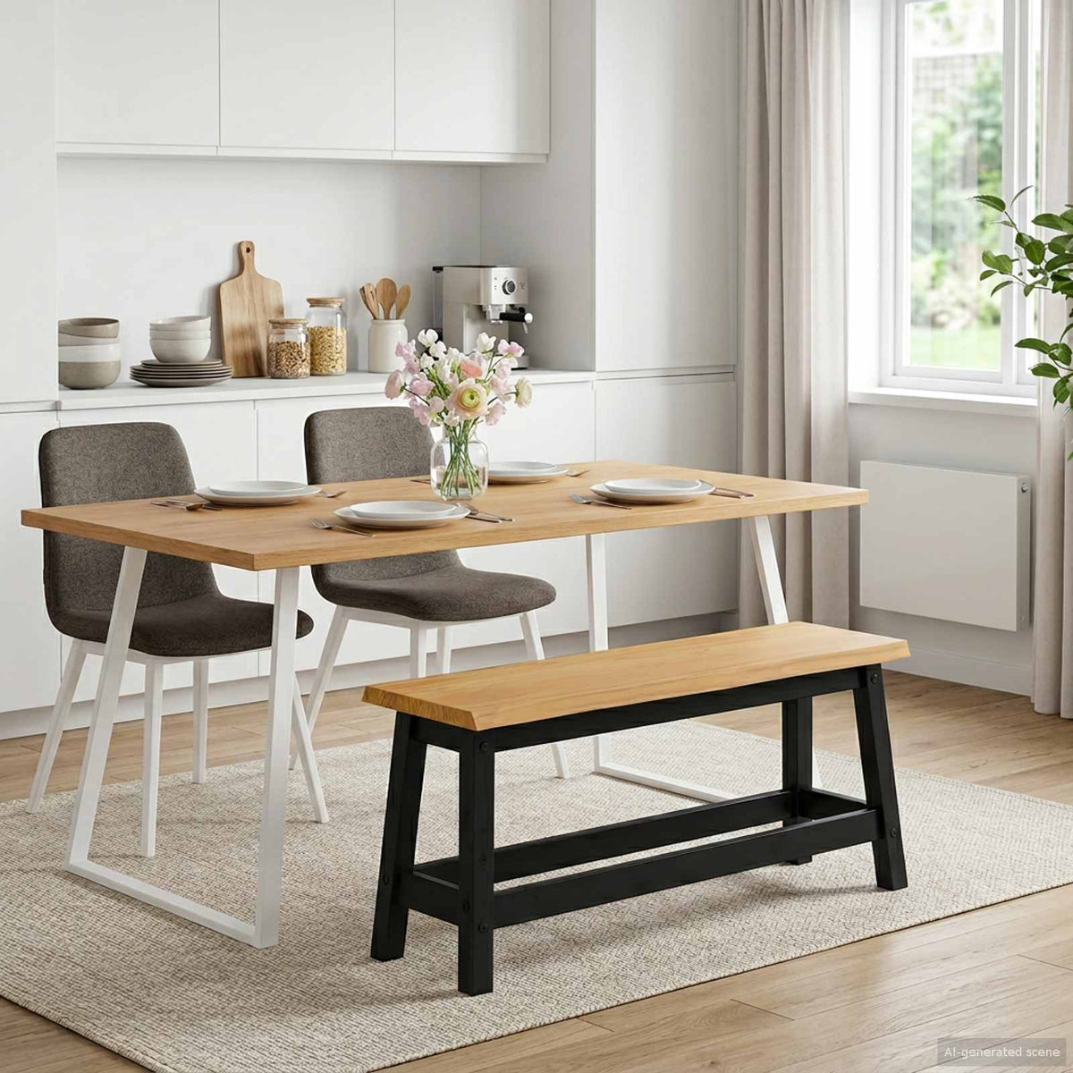 Spisebænk Ekai 91,5 X 29 X 45,5 Cm Massivt Fyrretræ