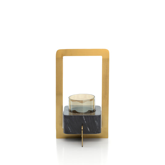 Den Gyldne Marmor Lysestage - Guld Sort - L