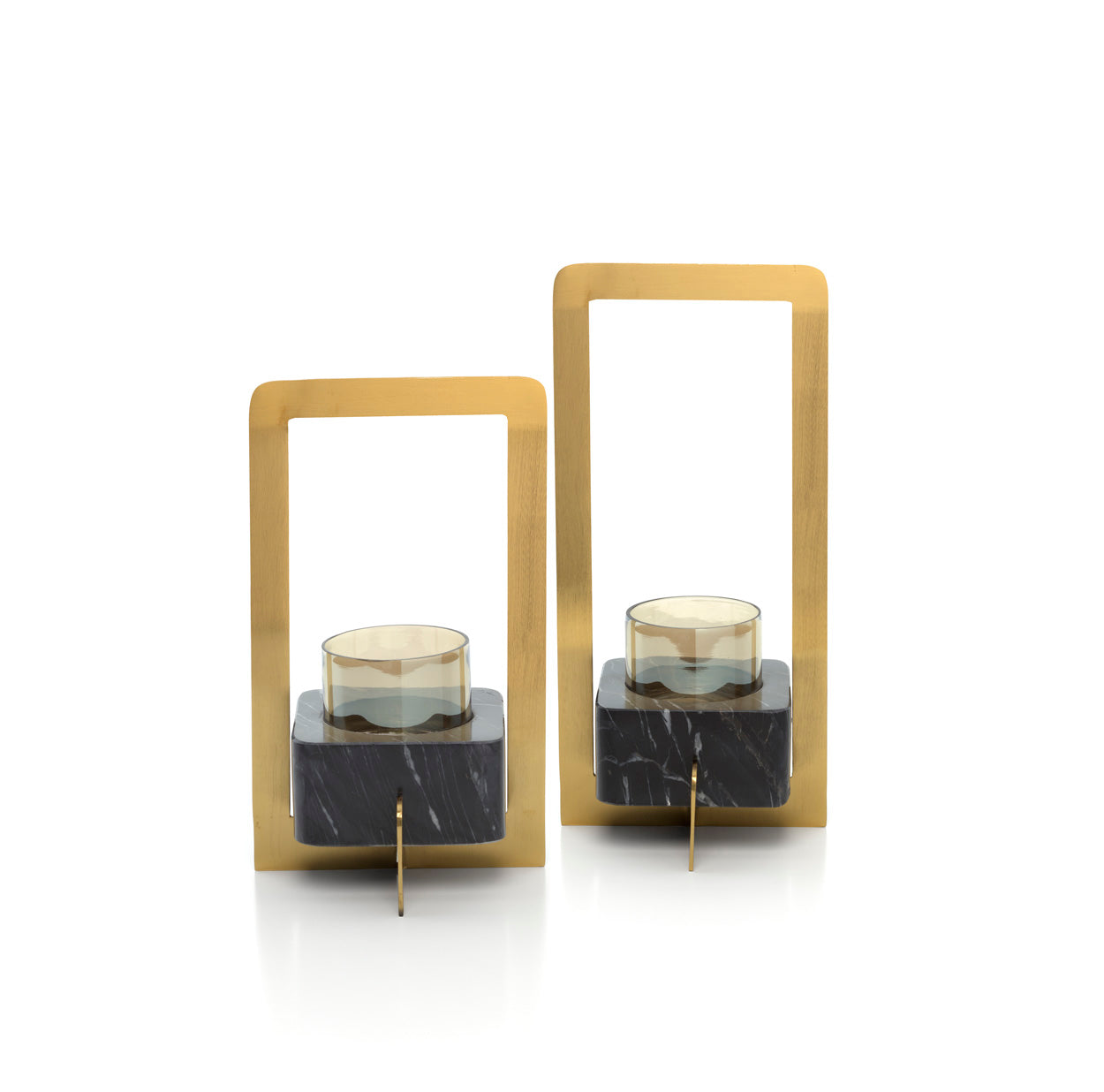 Den Gyldne Marmor Lysestage - Guld Sort - L