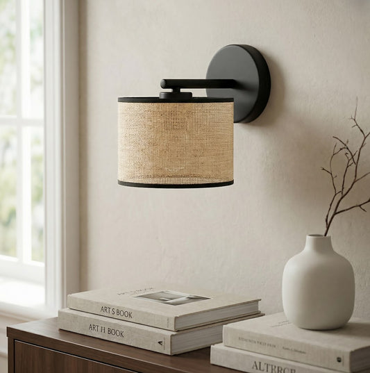 Eco væglampe sort/rattan