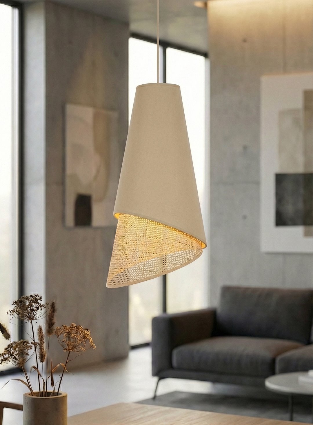 Moda 1 pendellampe mokka/rattan