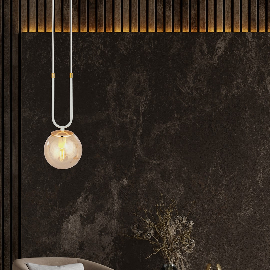 Glam 1 pendellampe hvid/honningfarvet
