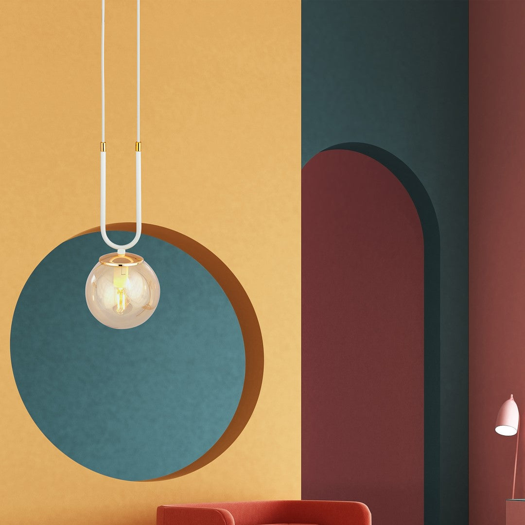 Glam 1 pendellampe hvid/honningfarvet