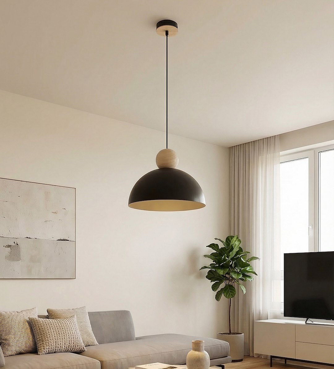 Kaki 1M loftlampe sort