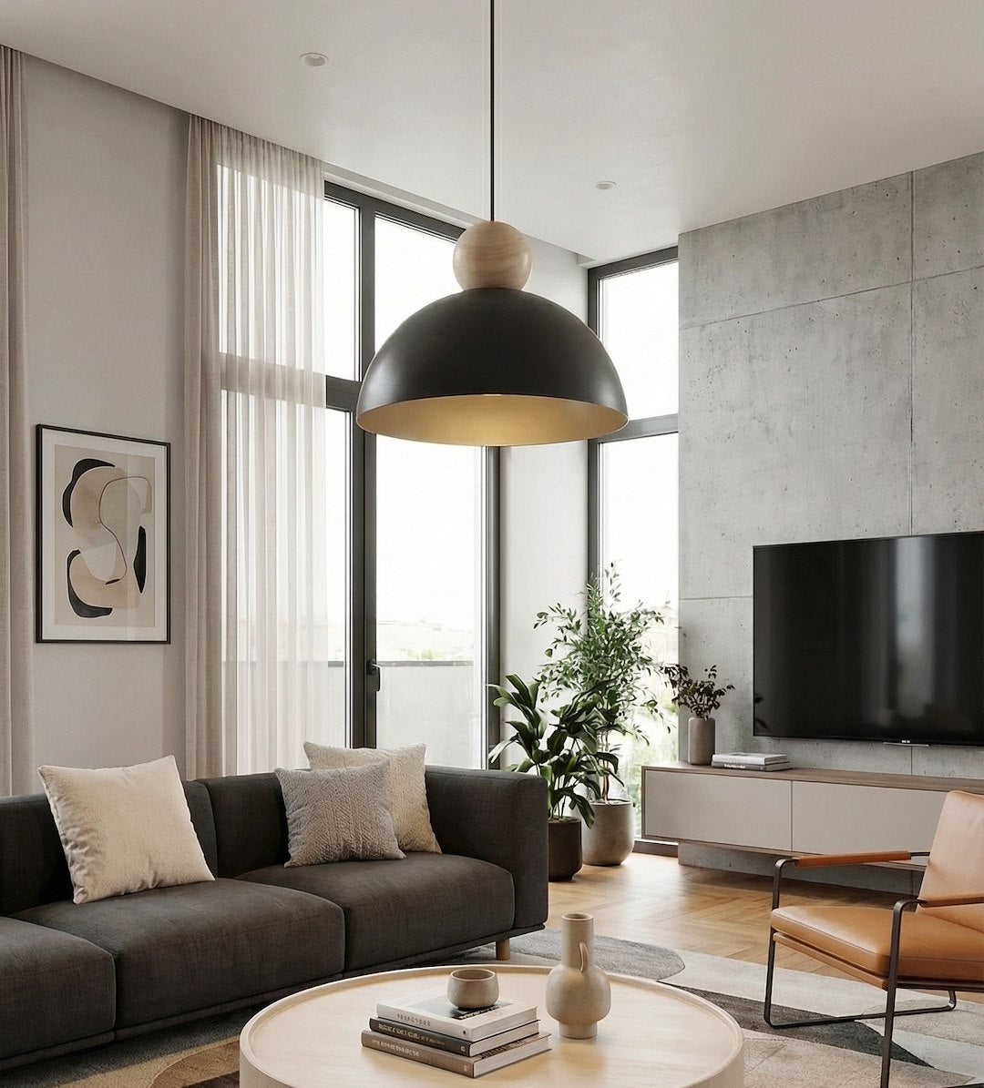 Kaki 1M loftlampe sort
