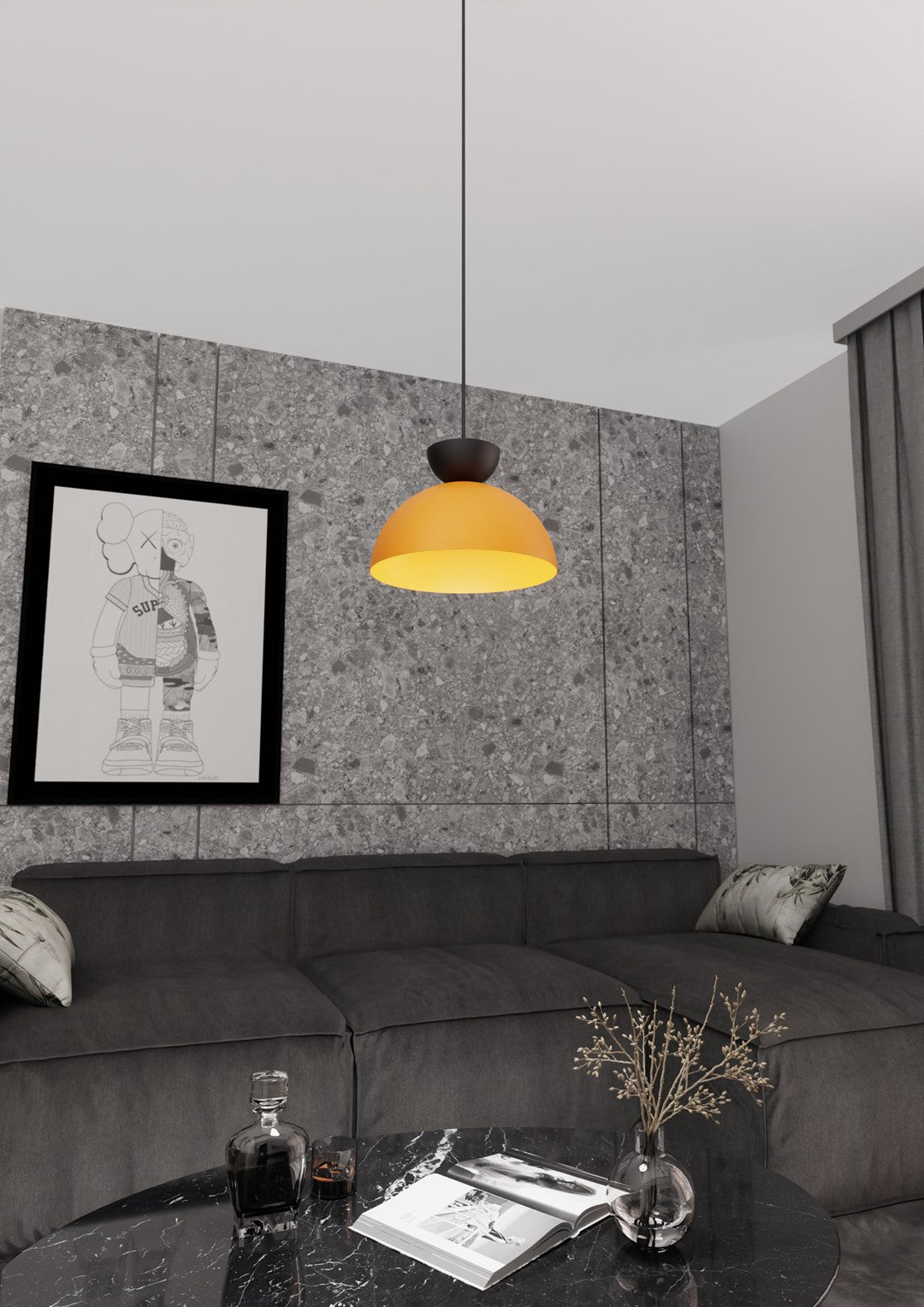 Lunaro 1S pendellampe sort/orange