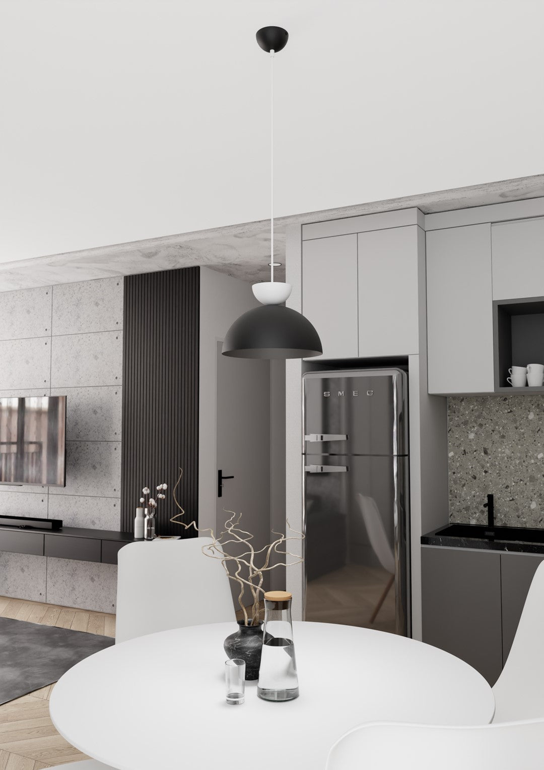 Lunaro 1S pendellampe sort/hvid