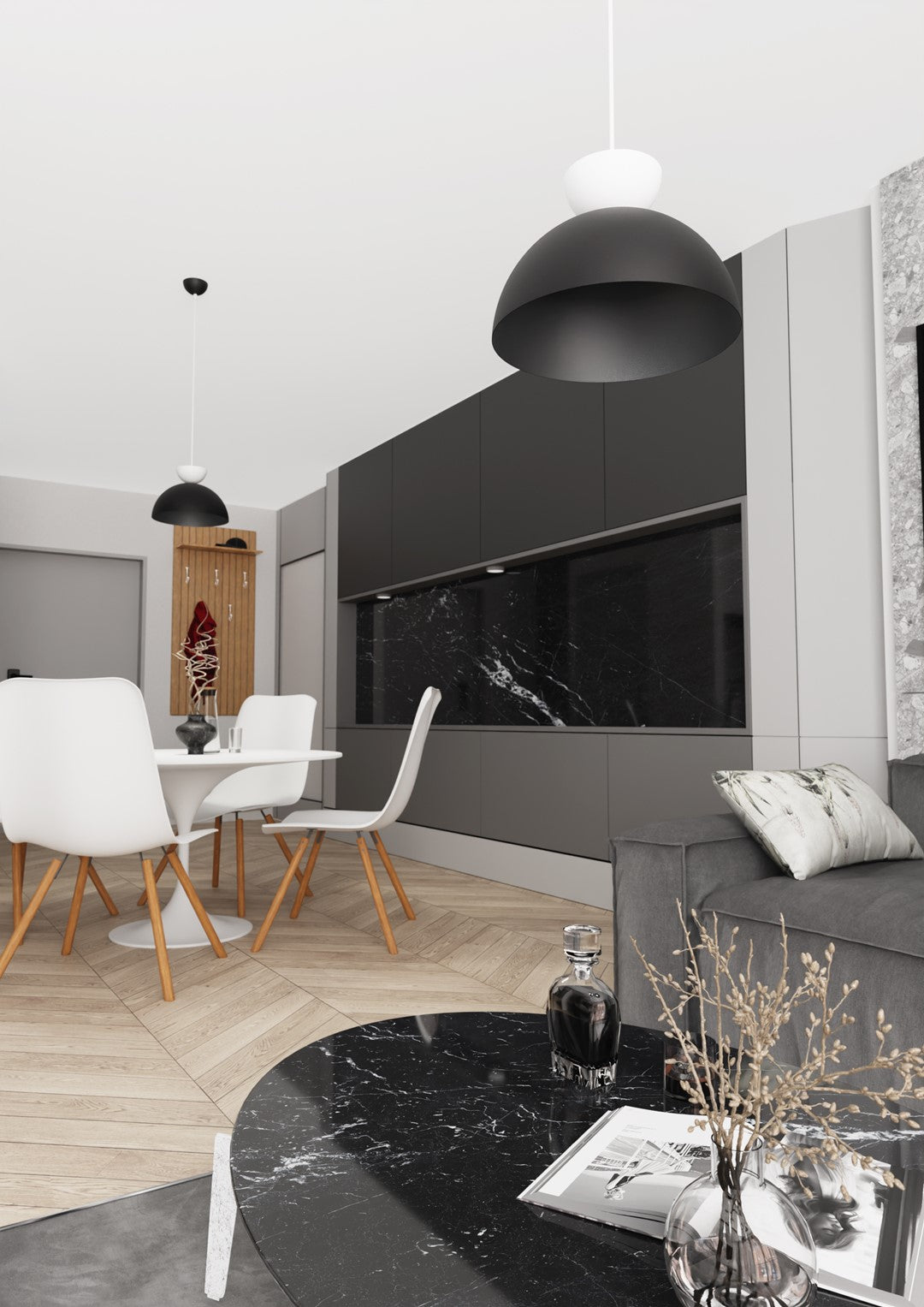 Lunaro 1S pendellampe sort/hvid