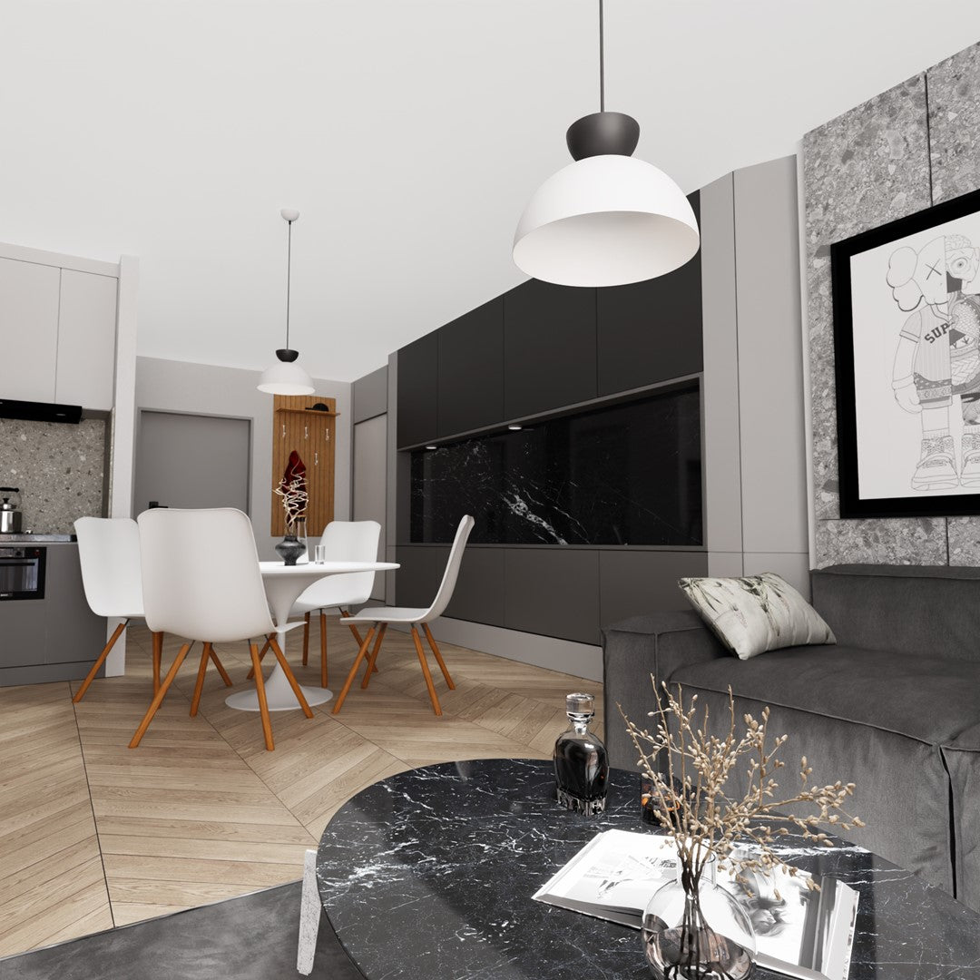 Lunaro 1S pendellampe hvid/sort