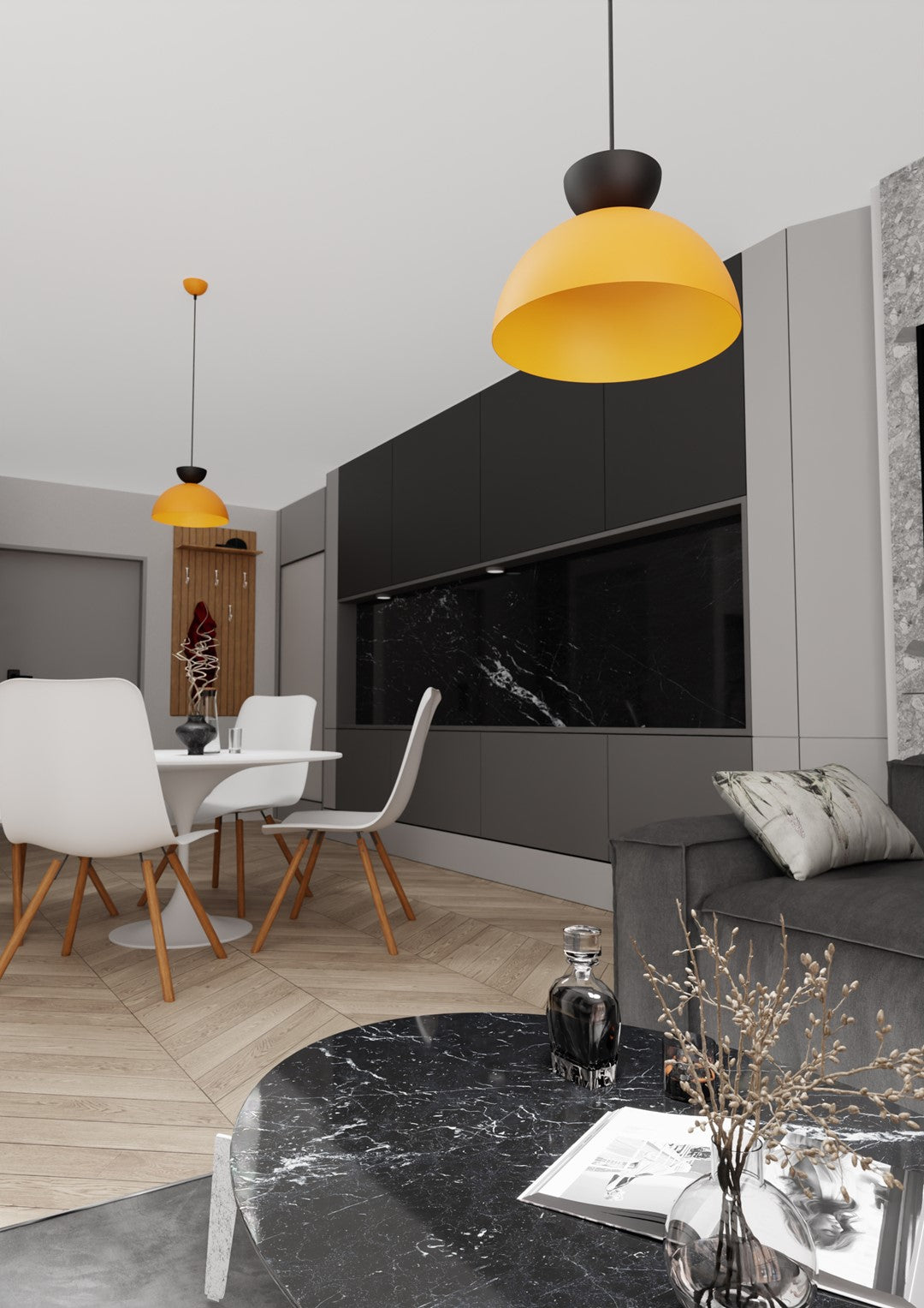 Lunaro 1S pendellampe sort/orange