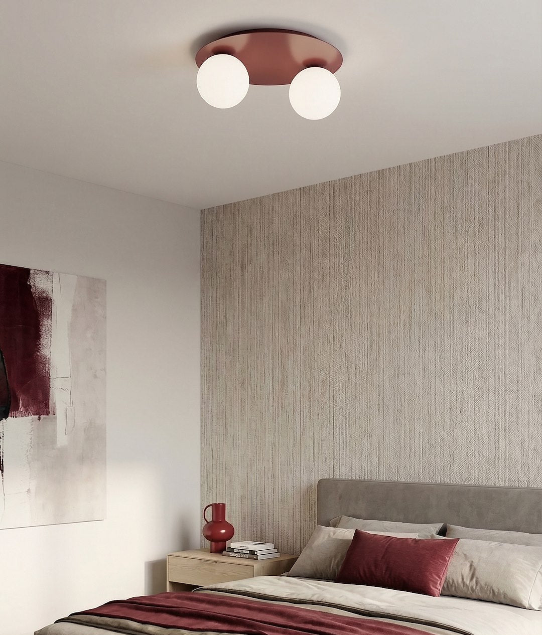Solar 2 loftlampe bordeaux/opal