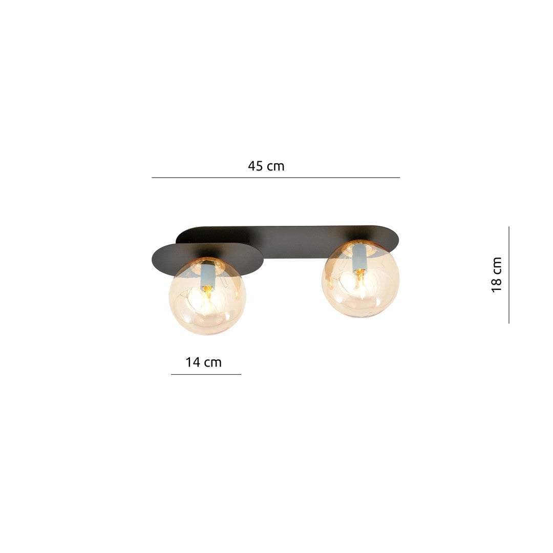 Plaza 2 loftlampe sort/ravfarvet