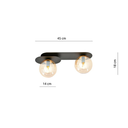 Plaza 2 loftlampe sort/ravfarvet