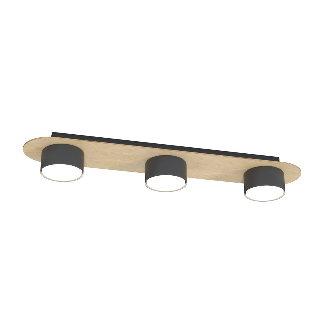 Diaz 3 loftlampe sort/træ