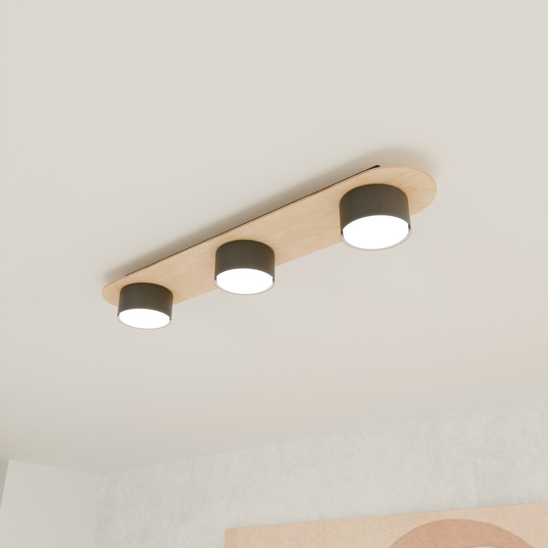 Diaz 3 loftlampe sort/træ
