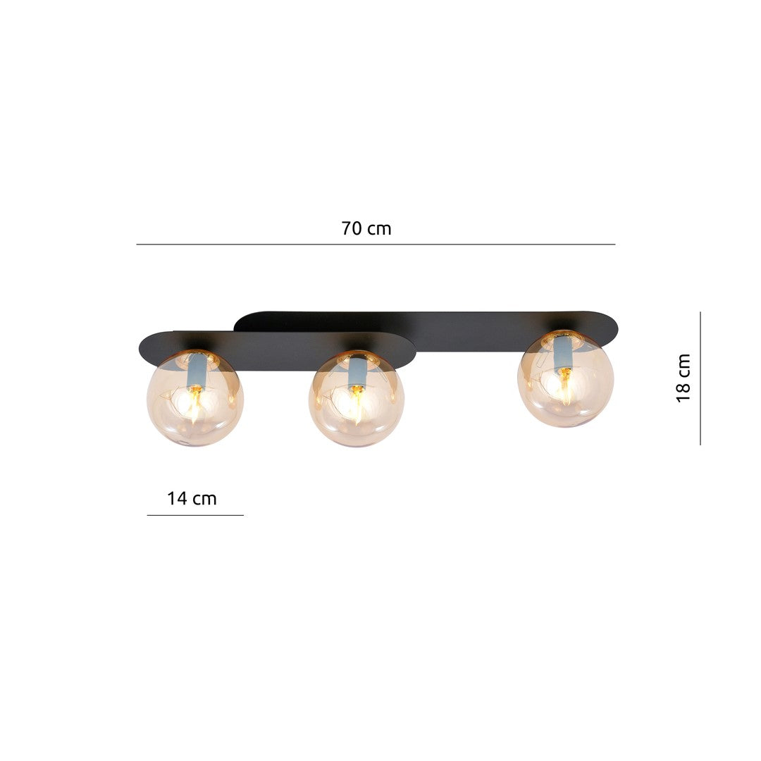 Plaza 3 loftlampe sort/ravfarvet