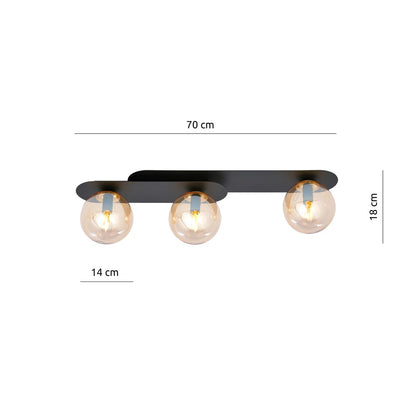Plaza 3 loftlampe sort/ravfarvet