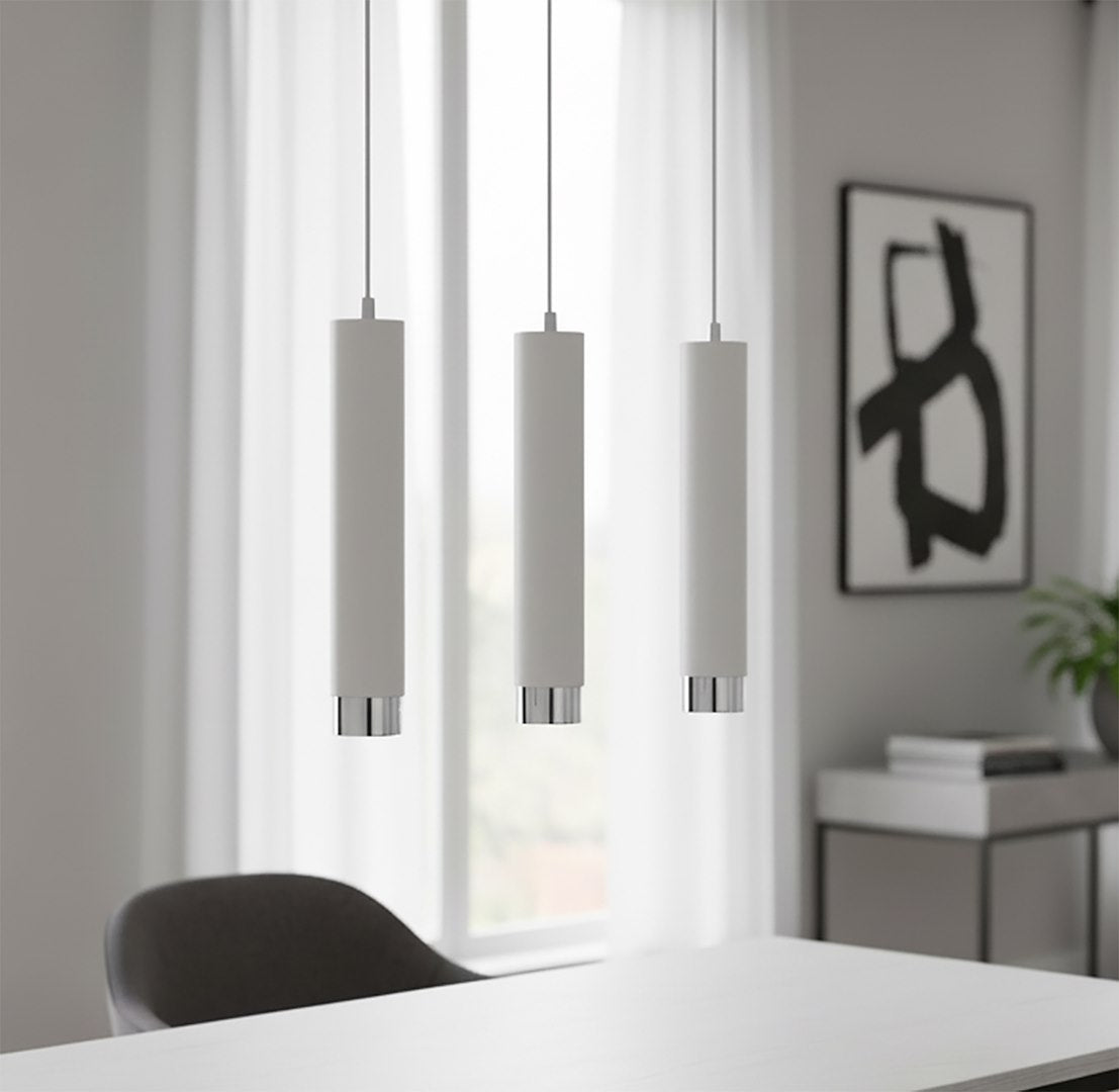 Kibo 3 pendellampe hvid/krom