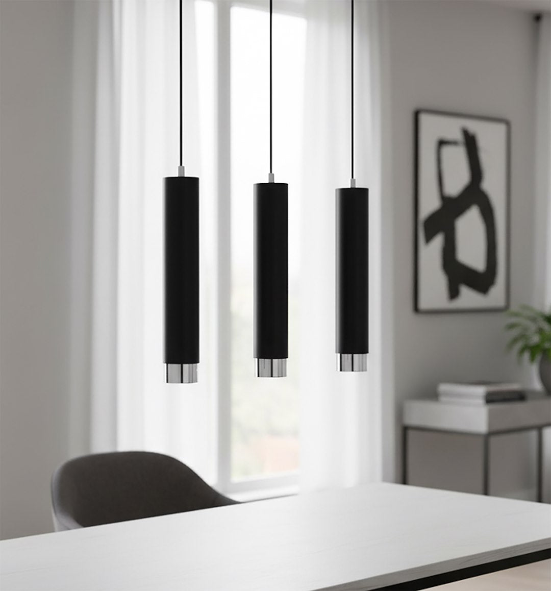 Kibo 3 pendellampe sort/krom