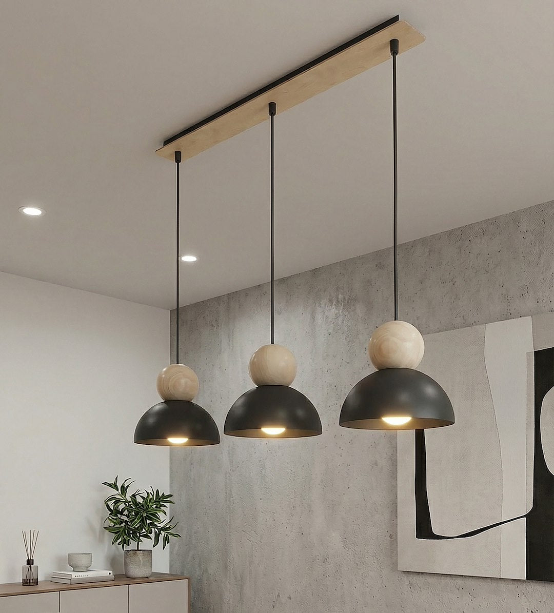 Kaki 3 loftlampe sort