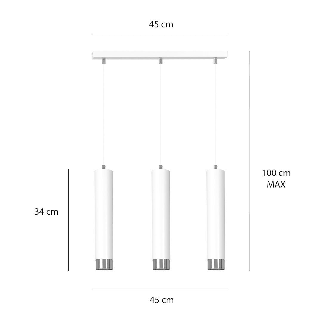 Kibo 3 pendellampe hvid/krom