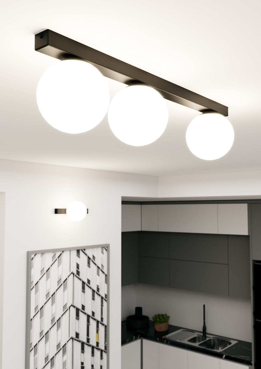 Fit 3 loftlampe sort/opal