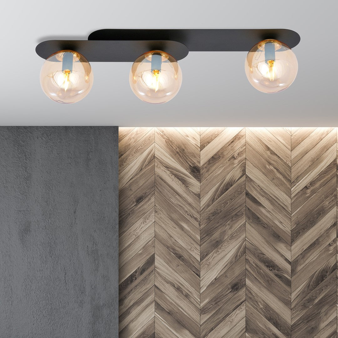 Plaza 3 loftlampe sort/ravfarvet