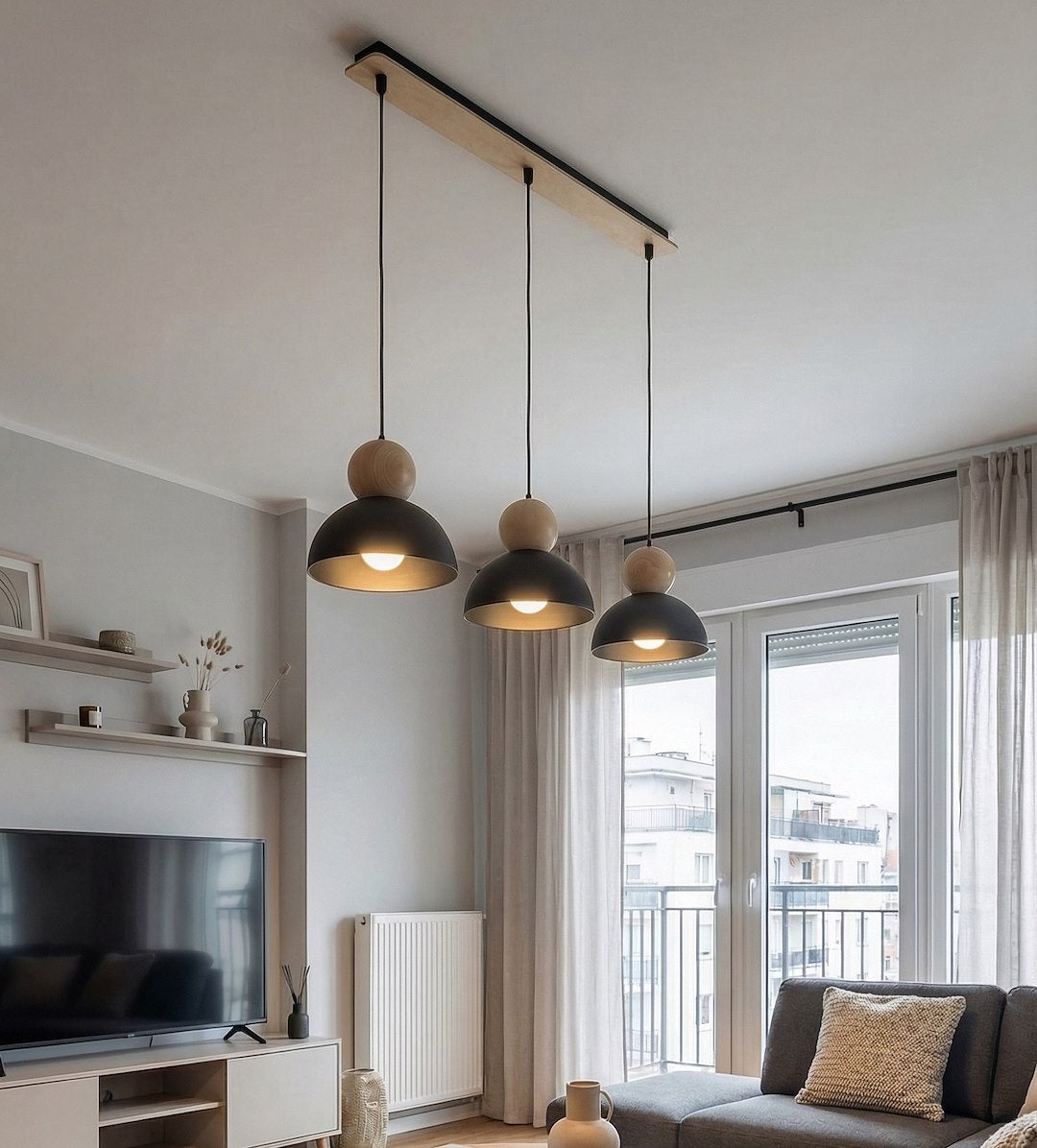 Kaki 3 loftlampe sort