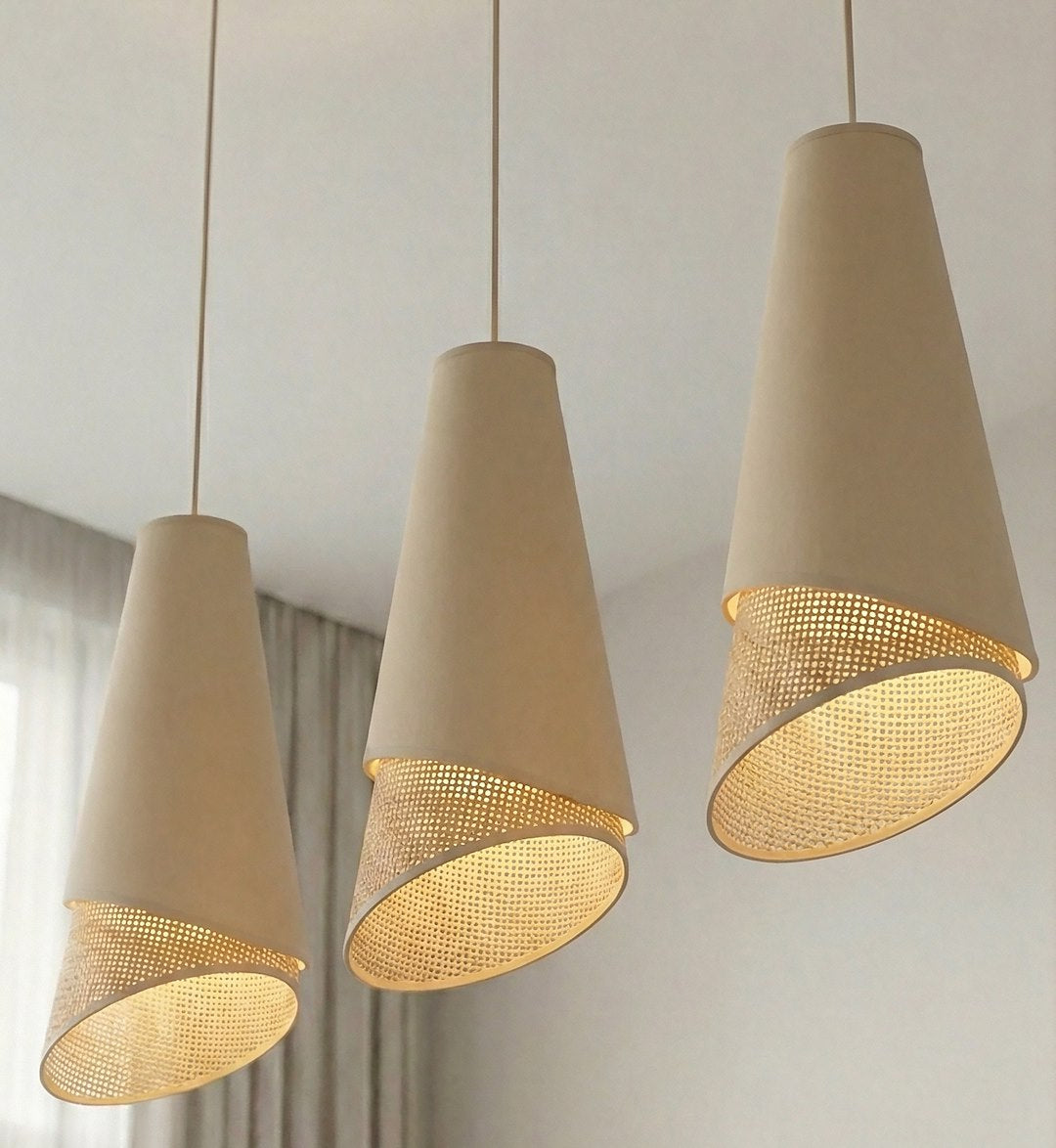 Moda 3 pendellampe sort/rattan