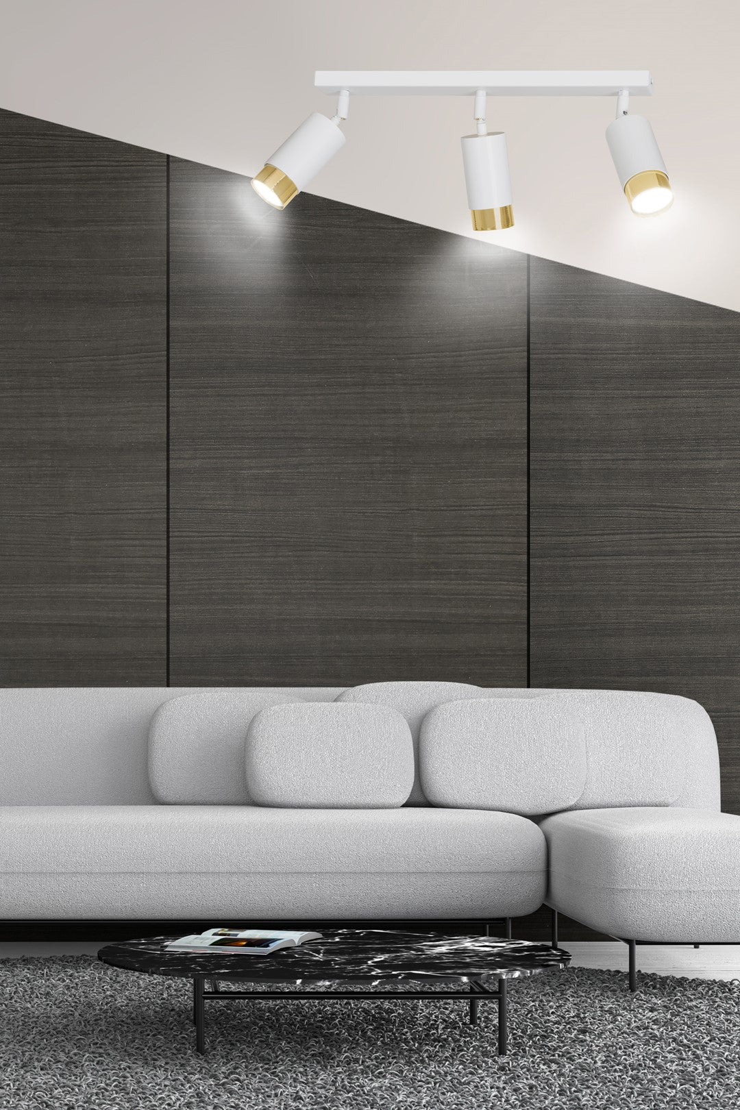 Hiro 3 loftspot hvid/guld