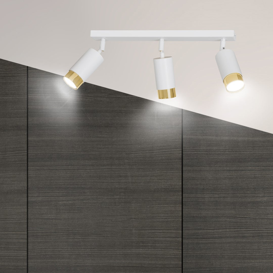Hiro 3 loftspot hvid/guld