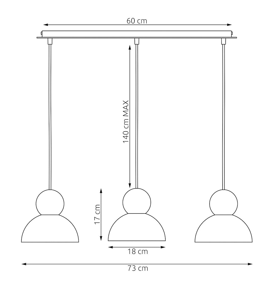 Kaki 3 loftlampe sort