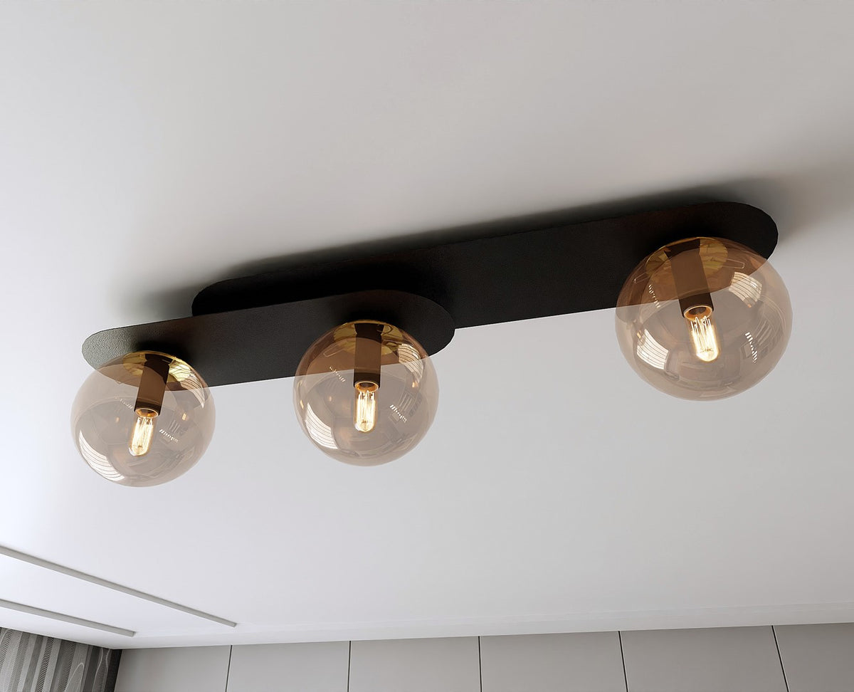 Plaza 3 loftlampe sort/ravfarvet