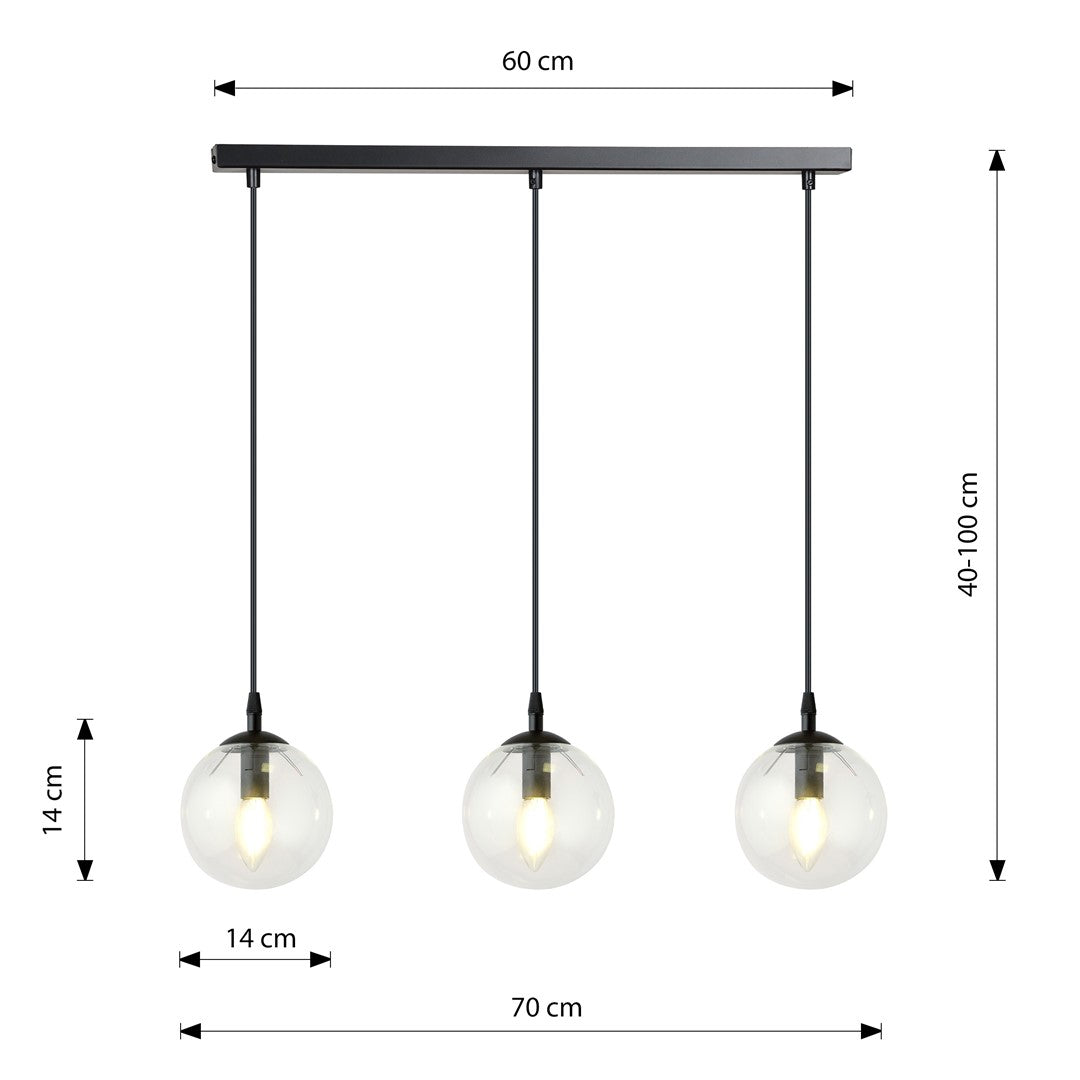 Cosmo 3 pendellampe transparent