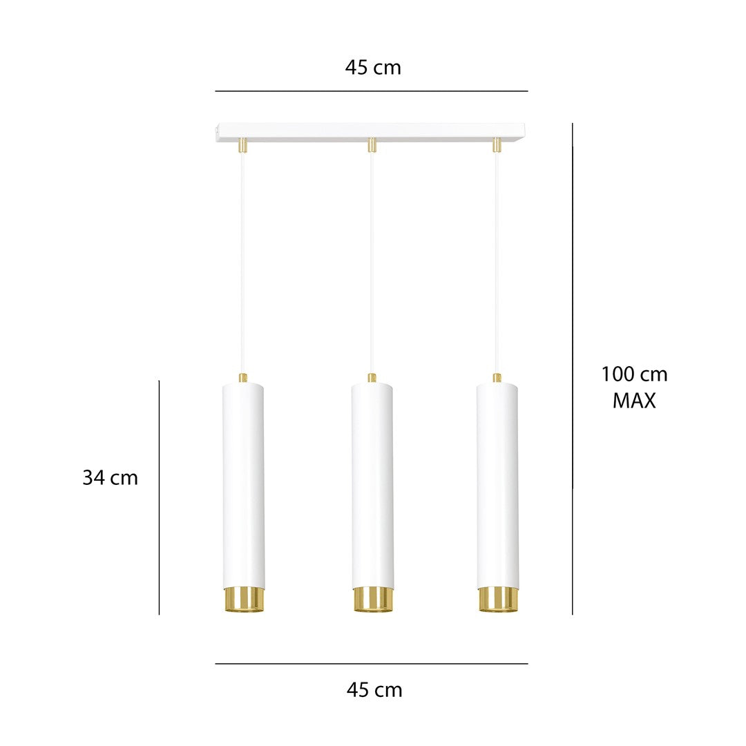 Kibo 3 pendellampe hvid/guld