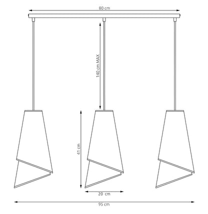 Moda 3 pendellampe sort/rattan