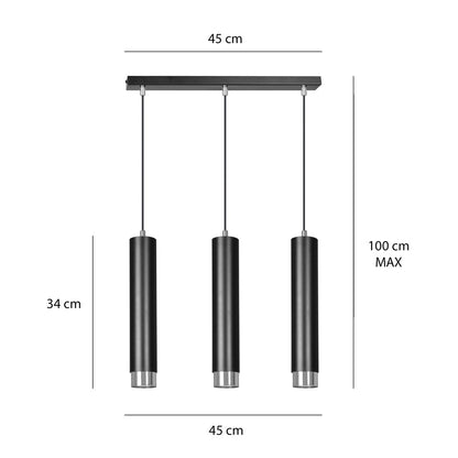 Kibo 3 pendellampe sort/krom