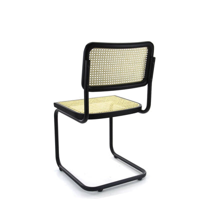 Sæt af 4 spisestole i rotandesign, sort, Bas