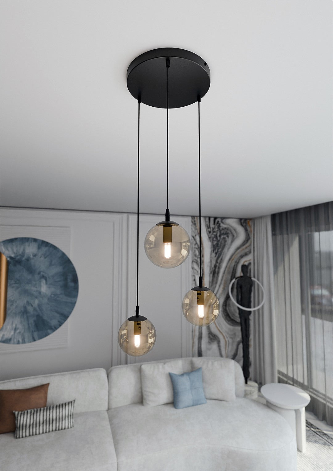 Cosmo 3 premium pendant light amber
