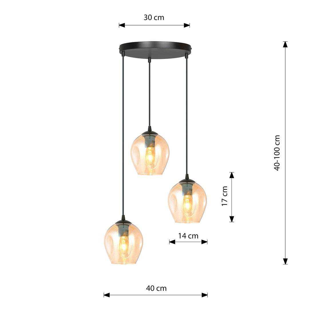 Istar 3 premium pendellampe sort/honningfarvet